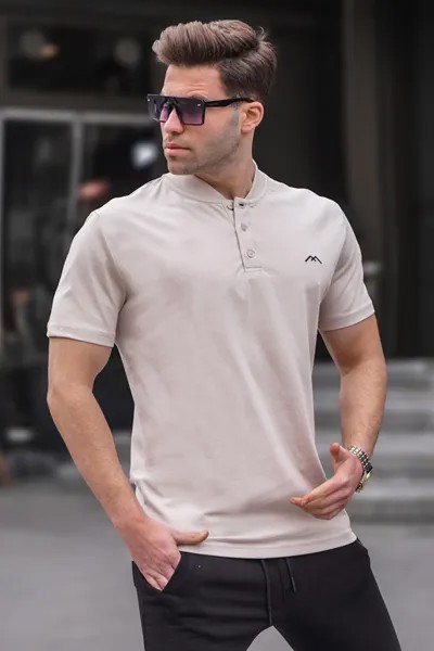 Мужская футболка с воротником каменного цвета 6067 MADMEXT