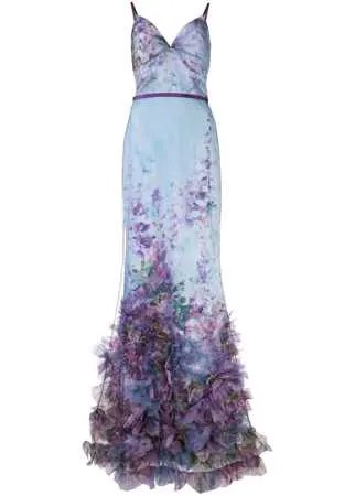 Marchesa Notte вечернее платье с цветочной аппликацией