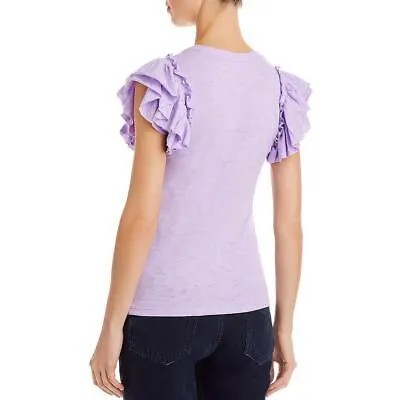 Женская фиолетовая блузка-футболка Goldie с круглым вырезом и рюшами XS BHFO 3956