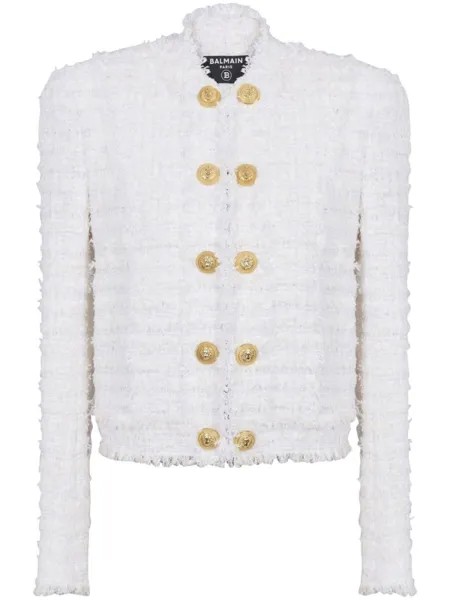 Balmain buttoned tweed jacket, белый