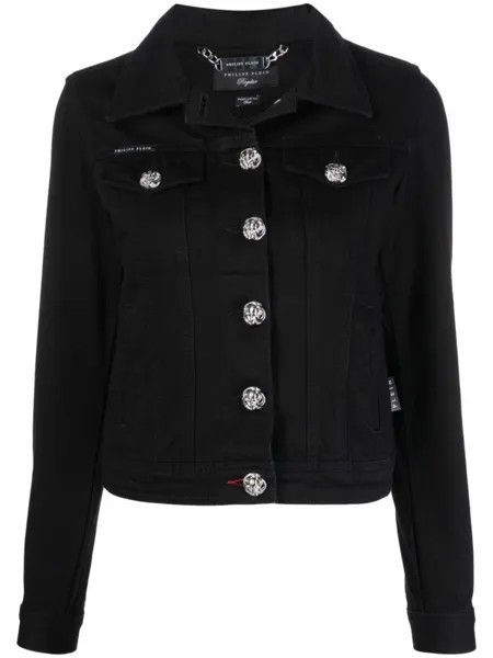 Philipp Plein джинсовая куртка с логотипом, черный