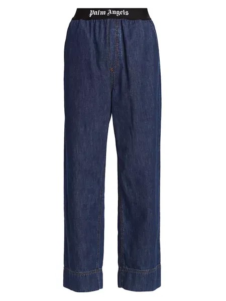 Широкие джинсовые брюки с логотипом Palm Angels, синий