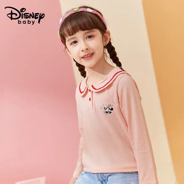 Новые толстовки с длинным рукавом для девочек Disney, детские топы с воротником в морском стиле, детская одежда на весну и осень