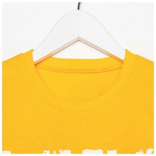 Комплект (футболка/шорты) для мальчика, цвет горчичный/т.серый, рост 122 см
