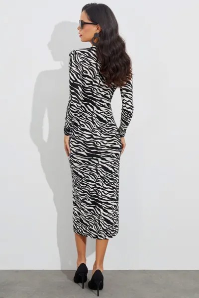Женское черно-белое платье миди с узором зебра и окном EY1522 Cool & Sexy, черный