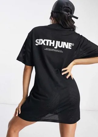 Платье-футболка oversized с логотипом Sixth June-Черный