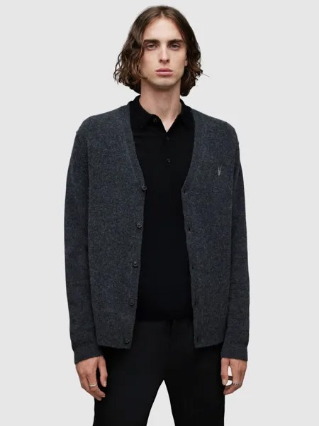 Кардиган из смесовой шерсти со статеном AllSaints, зола черный мергель