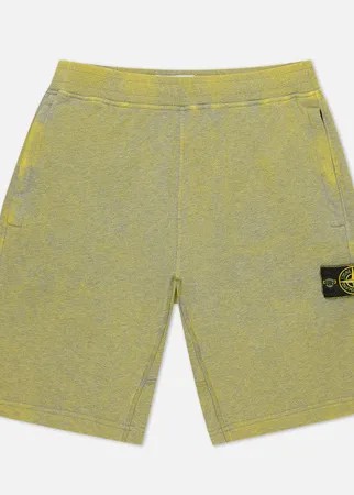 Мужские шорты Stone Island Dust Colour Treatment Fleece, цвет жёлтый, размер L