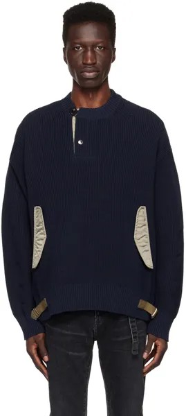 Темно-синий свитер с завязками на лямках sacai