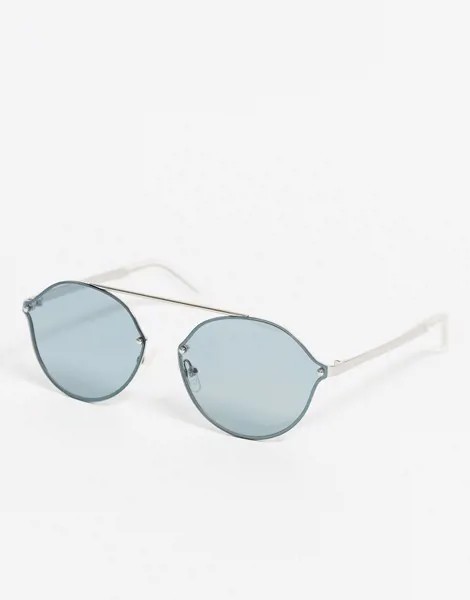 Овальные солнцезащитные очки в серебристой оправе Pilgrim-Синий
