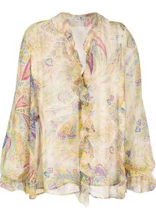 ETRO полупрозрачная блузка с узором пейсли