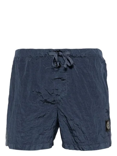 Stone Island плавки-шорты с жатым эффектом и нашивкой-логотипом, синий