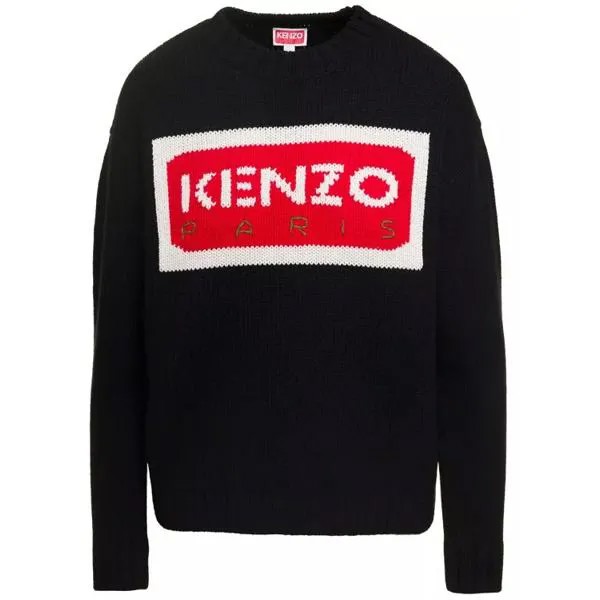 Свитер long-sleeved sweater with contrasting maxi l Kenzo, черный