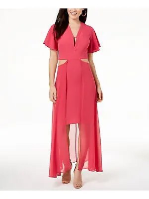 XOXO Женское розовое вечернее платье макси с короткими рукавами и V-образным вырезом для юниоров XS