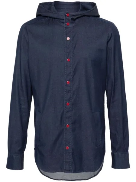 Kiton джинсовая рубашка с капюшоном, синий
