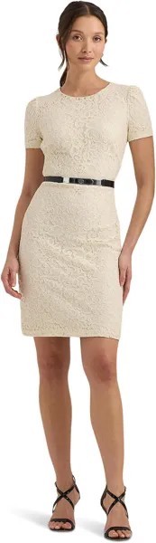 Платье LAUREN Ralph Lauren Lace Puff-Sleeve Cocktail Dress, цвет Mascarpone Cream