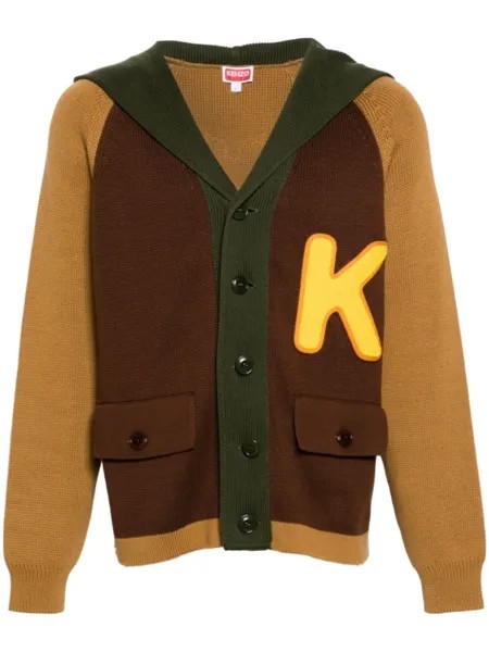 Kenzo кардиган в стиле колор-блок, коричневый