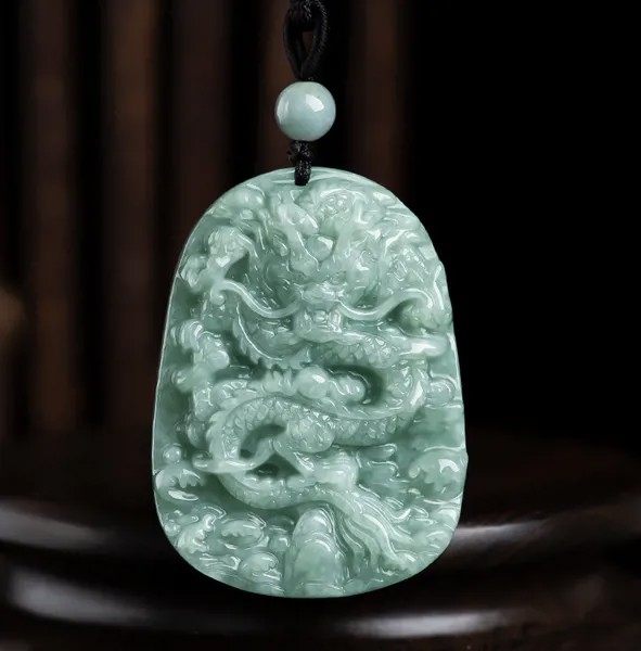 100% натуральное Нефритовое ожерелье с подвеской в виде дракона класса А из Мьянмы, подвеска для мужчин и женщин, Нефритовый ювелирный амулет