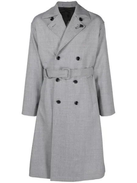 Lardini шерстяное пальто с заостренными лацканами, серый