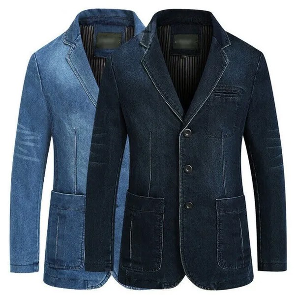 Мужской джинсовый костюм, блейзер на пуговицах, повседневное джинсовое пальто, официальная верхняя одежда, топ, куртка S-4XL размера плюс, нов...