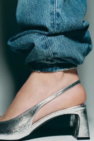 Туфли с металлической брюкой ZARA, серебро
