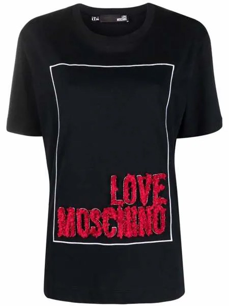 Love Moschino футболка с вышитым логотипом