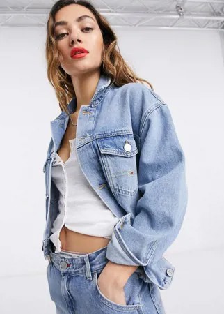 Голубая короткая джинсовая куртка Tommy Jeans-Синий