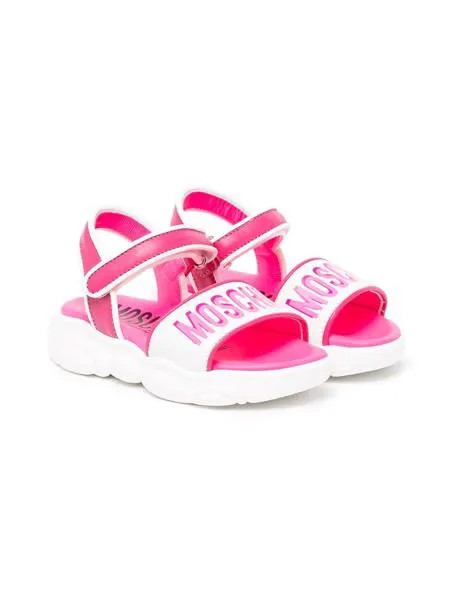 Moschino Kids logo-print touch-strap sandals