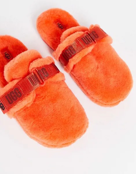 Оранжевые пушистые слиперы из овчины Ugg Fluff It-Оранжевый цвет