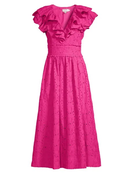 Кружевное платье миди с люверсами Mirza Ted Baker, розовый
