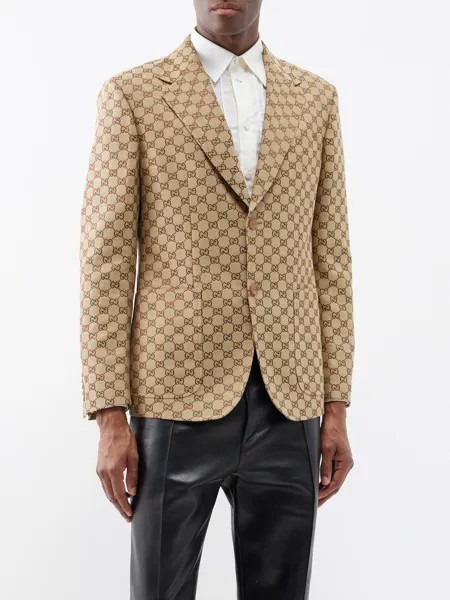 Пиджак из льняной ткани gg-supreme Gucci, бежевый