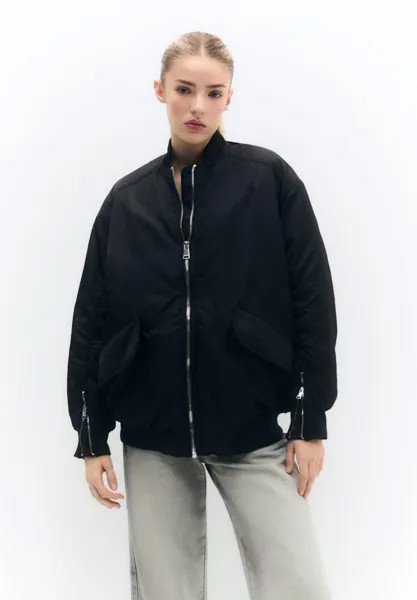 Куртка-бомбер OVERSIZE PULL&BEAR, цвет black