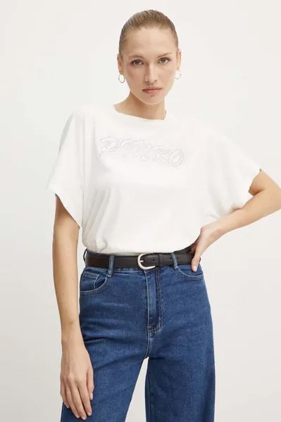 Хлопковая футболка Pinko, белый