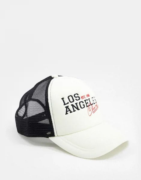 Черно-белая кепка с вышивкой названия города ASOS DESIGN-Черный цвет