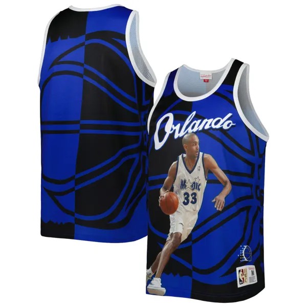 Мужская майка Mitchell & Ness Grant Hill синего/черного цвета с сублимированной отделкой Orlando Magic Player