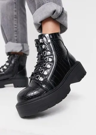 Черные походные ботинки на массивной подошве Glamorous-Черный цвет