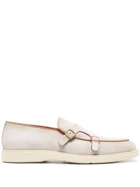 Santoni лоферы с пряжками, нейтральный цвет