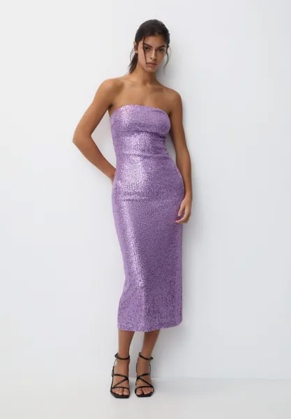 Элегантное платье Sequinned Bandeau PULL&BEAR, цвет lilac