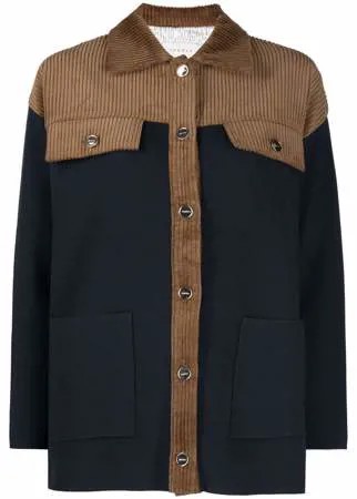 SANDRO куртка-рубашка с вельветовой вставкой