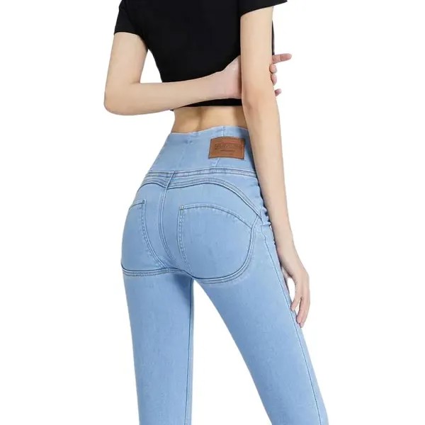 Джинсы женские модные Новинка 2022 корейские джинсы с завышенной талией женские пикантные узкие брюки-карандаш с завышенной и тонкой талией женские