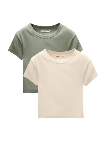 Футболка Pull&Bear, цвет Green/White