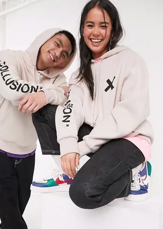 Худи кремового цвета с логотипом COLLUSION Unisex-Белый