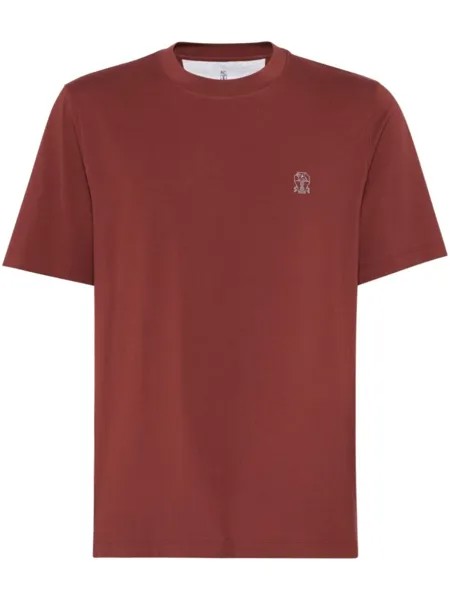 Brunello Cucinelli футболка из хлопка с логотипом, красный