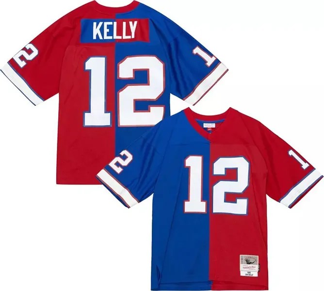 Мужская майка Mitchell & Ness Buffalo Bills Jim Kelly № 12 1990 года, разделенная возвратом