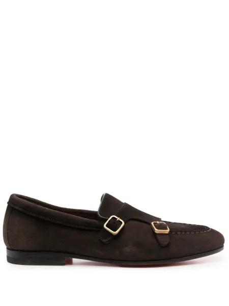 Santoni туфли монки с ремешками, коричневый
