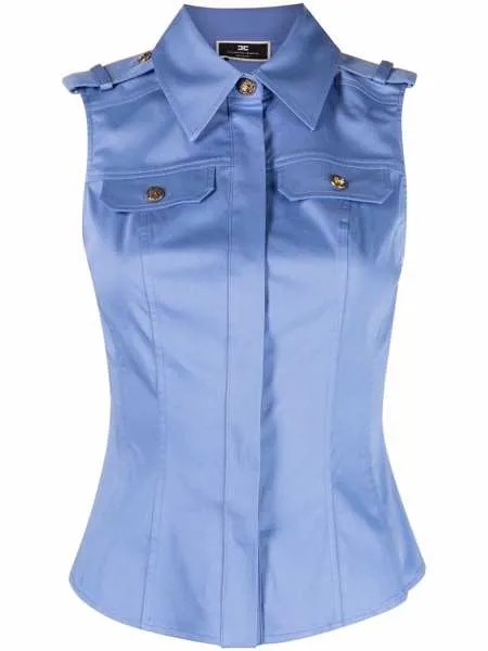 Elisabetta Franchi embossed-button sleeveless shirt