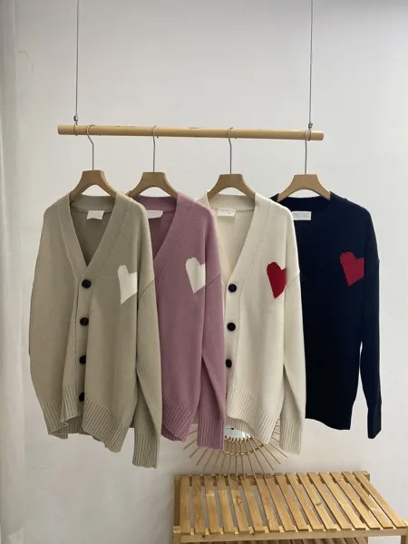 Осень 2022, свитер персикового цвета с круглым вырезом, вязаный кардиган, вязаный модный теплый повседневный обязательный свитер для мужчин и...