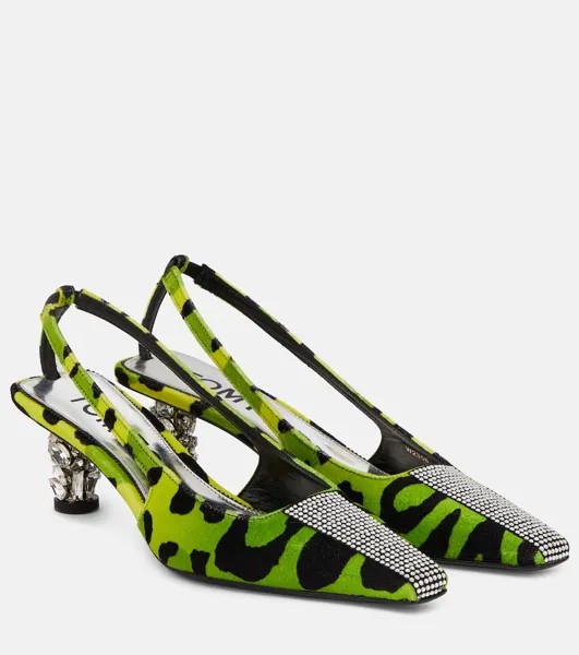 Декорированные бархатные туфли с пяткой на пятке Tom Ford, зеленый