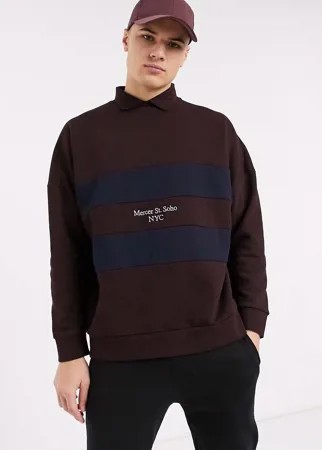 Бордовый топ-регби с контрастными вставками Topman-Красный