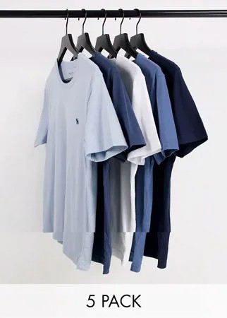 Набор из 5 футболок синего и белого цвета с логотипом Abercrombie & Fitch-Разноцветный